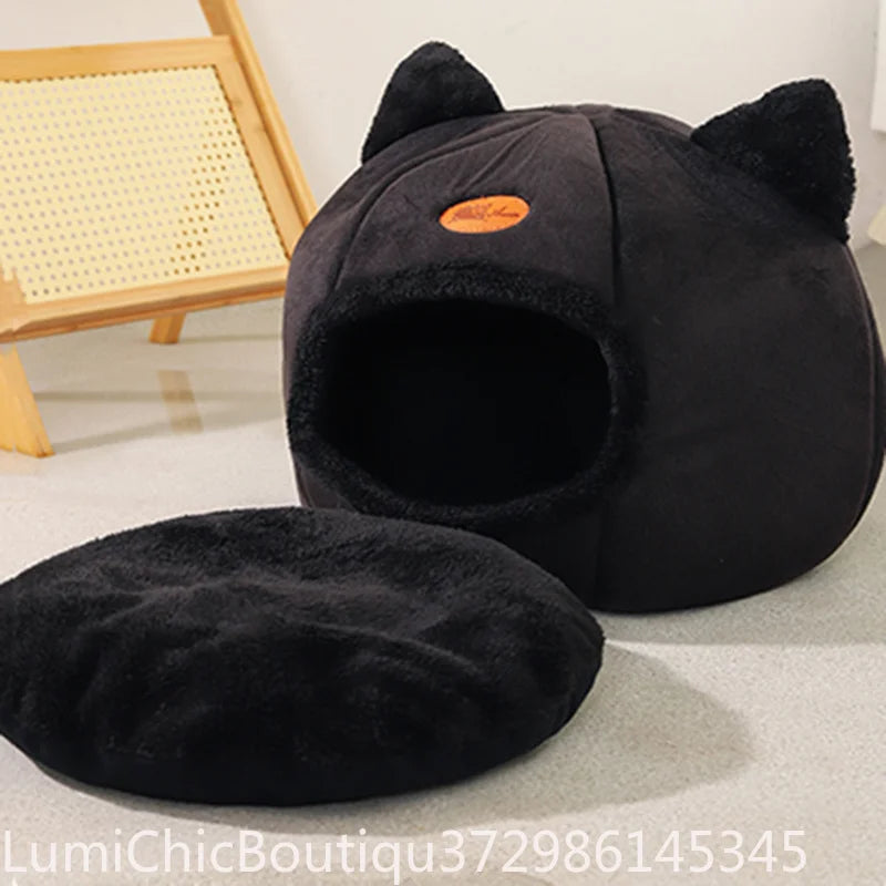 Premium Cotton Pet Cave Bed Breathable Indoor Cat Nest House