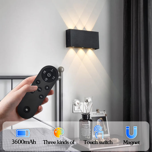 Modern LED Touch Wall Lamp Wireless Magnetic Rechargeable Indoor Lighting