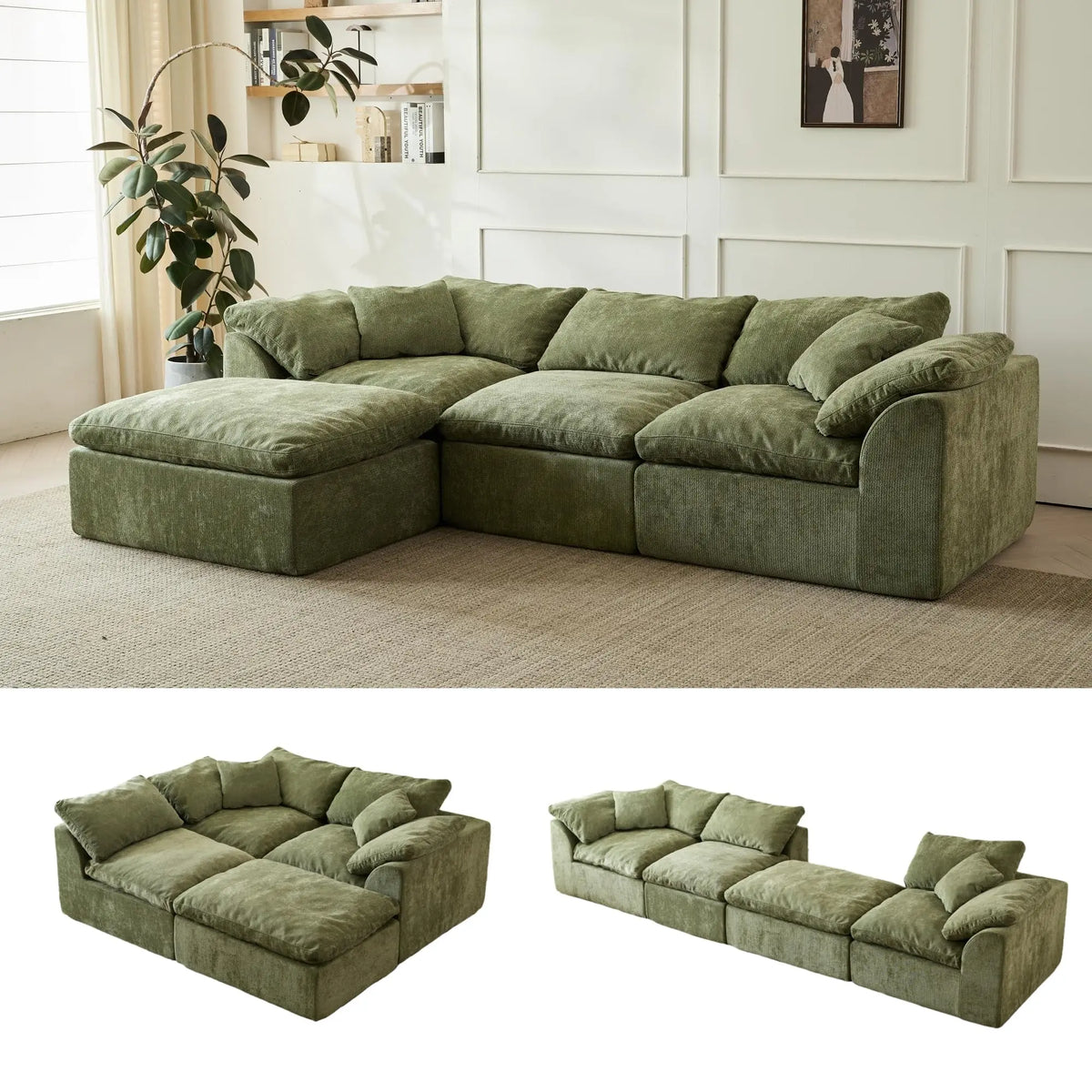 Yeflixvrau Contemporary L Shaped Modular Sectional Sofa