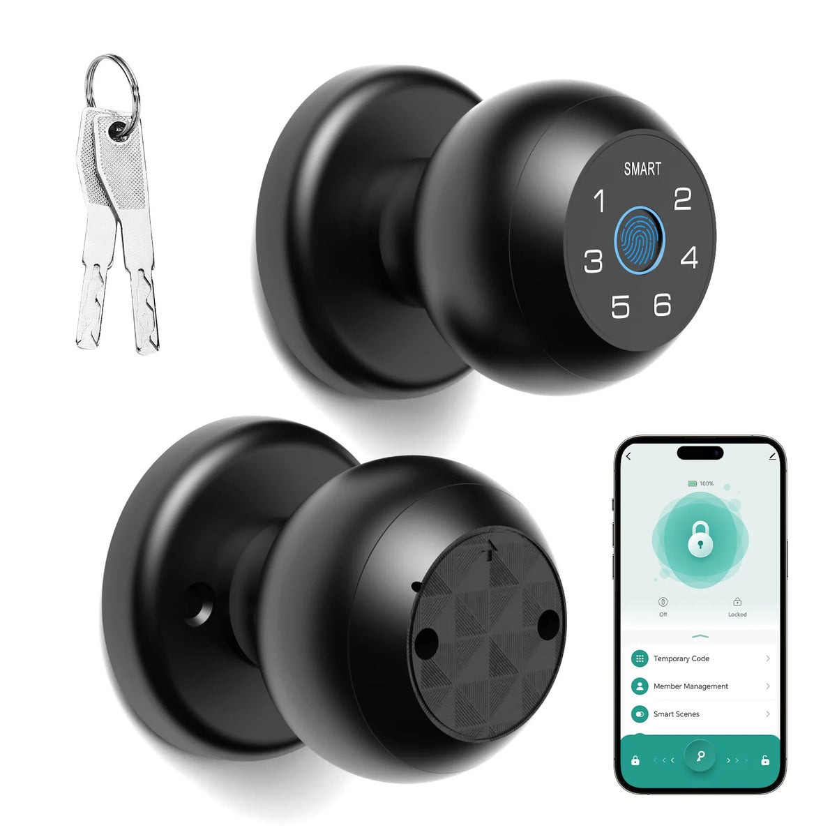 Viladepot Smart Lock Fingerprint Passcode App Control Type-C Emergency Power