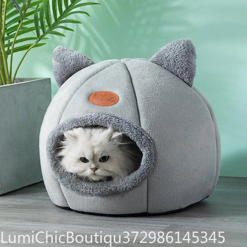 Premium Cotton Pet Cave Bed Breathable Indoor Cat Nest House