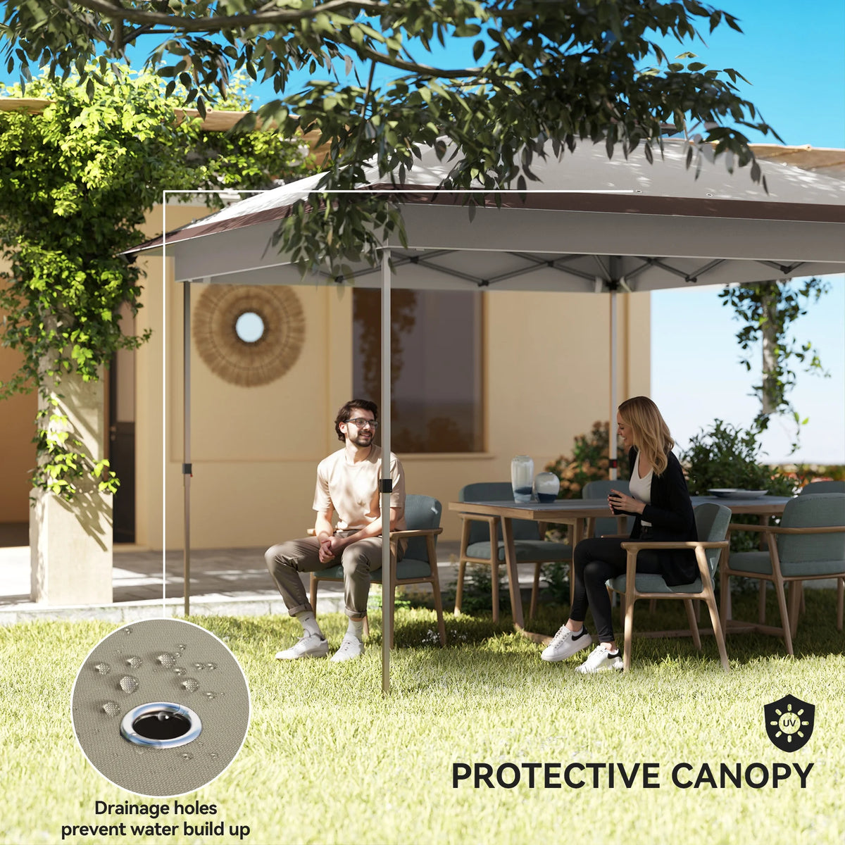 Outsunny Instant Pop Up Outdoor Gazebo With Side Mesh