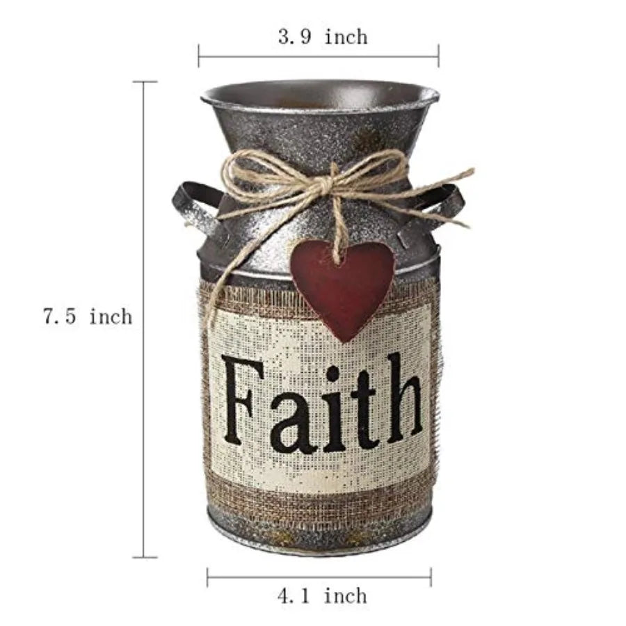 Rustic Ceramic Milk Can Vase With Rope Design Home Decoration