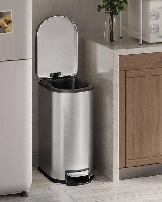 Stainless Steel Pedal Trash Can With Odor Control Lid