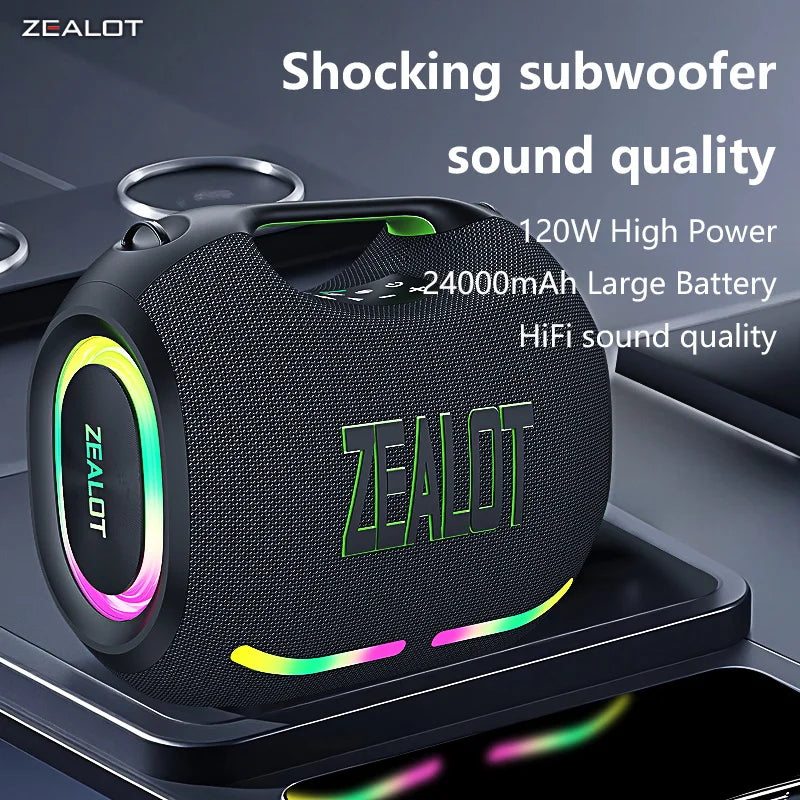Zealot 120W Wireless Bluetooth Speaker With Waterproof Portable Power Bank