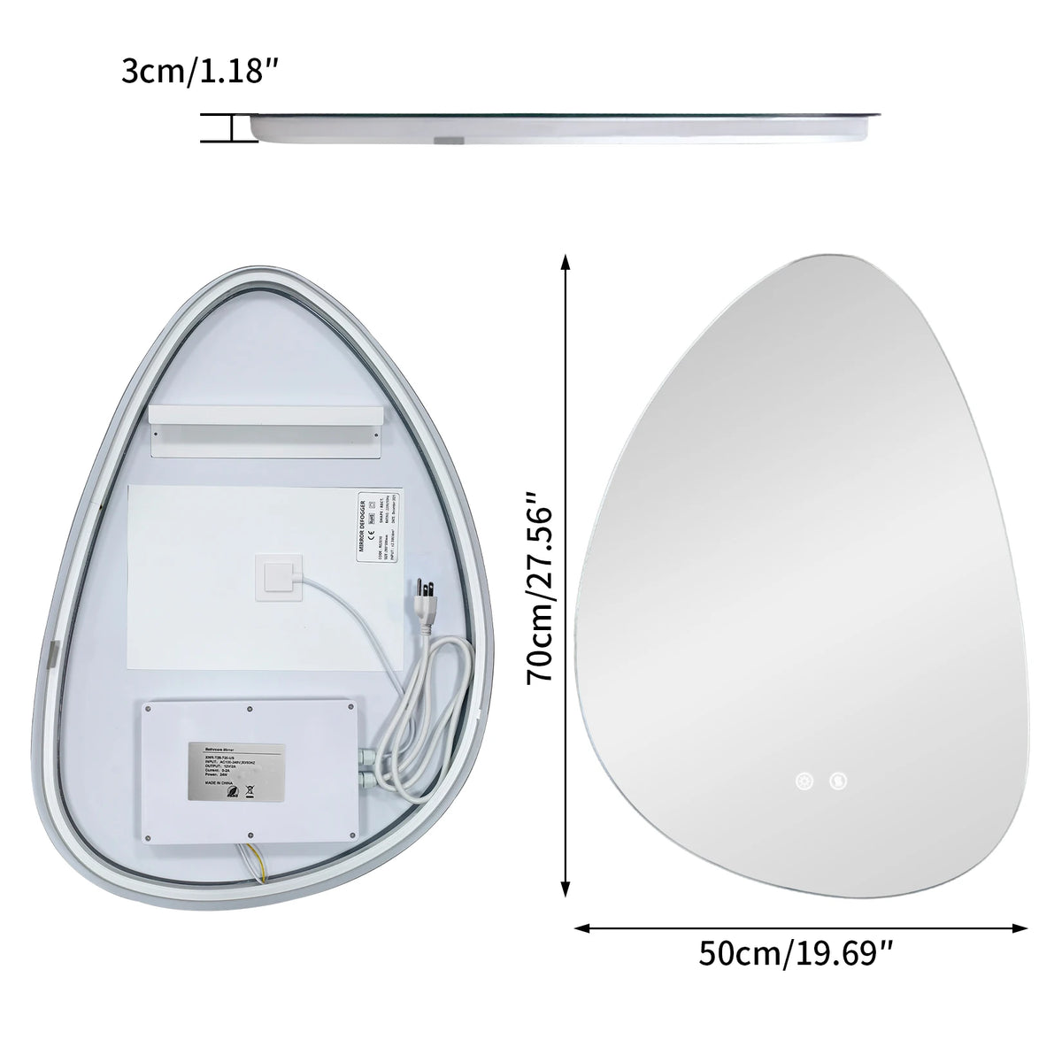 LED Bathroom Vanity Mirror Wall Mounted Anti Fog Touch Sensor