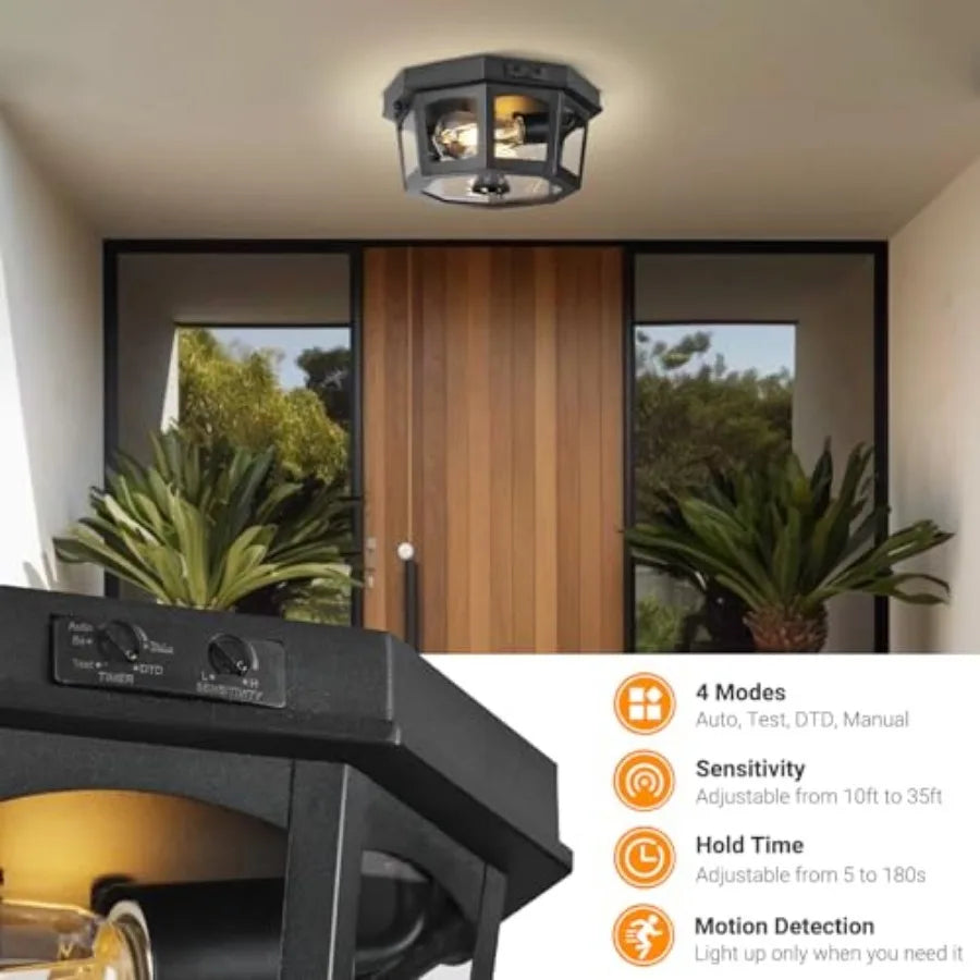 Outdoor Motion Sensor Ceiling Light Fixture With Dusk To Dawn