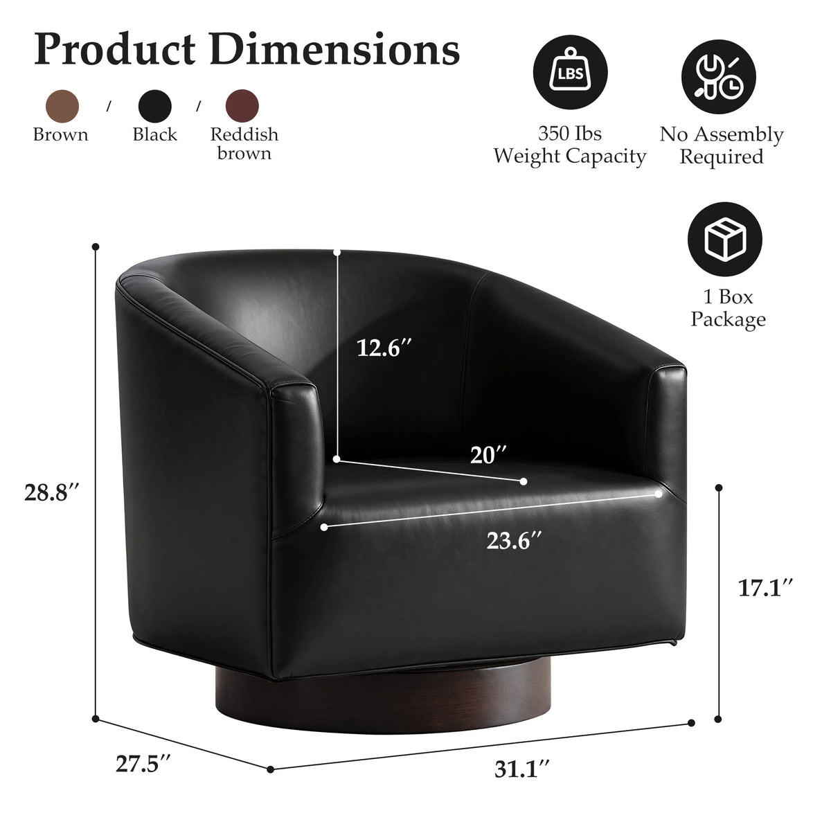 KERDOM Barrel Accent Chair Modern Upholstered Living Room Armchair