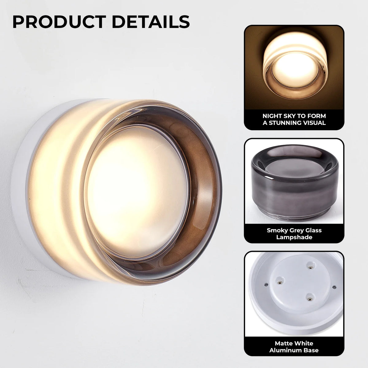 ARLGSITE Wall Mounted Bathroom Lamp With Thick Glass Shade