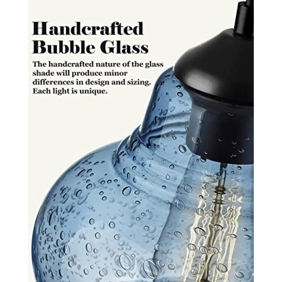 Modern Hand Blown Bubble Glass Pendant Lighting Set