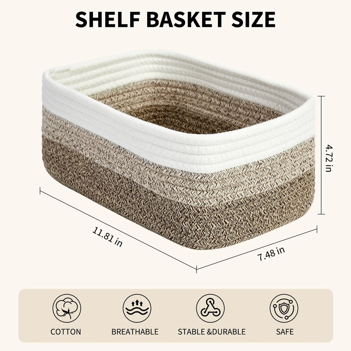 HiMISS Cotton Rope Rectangular Multi Purpose Storage Baskets
