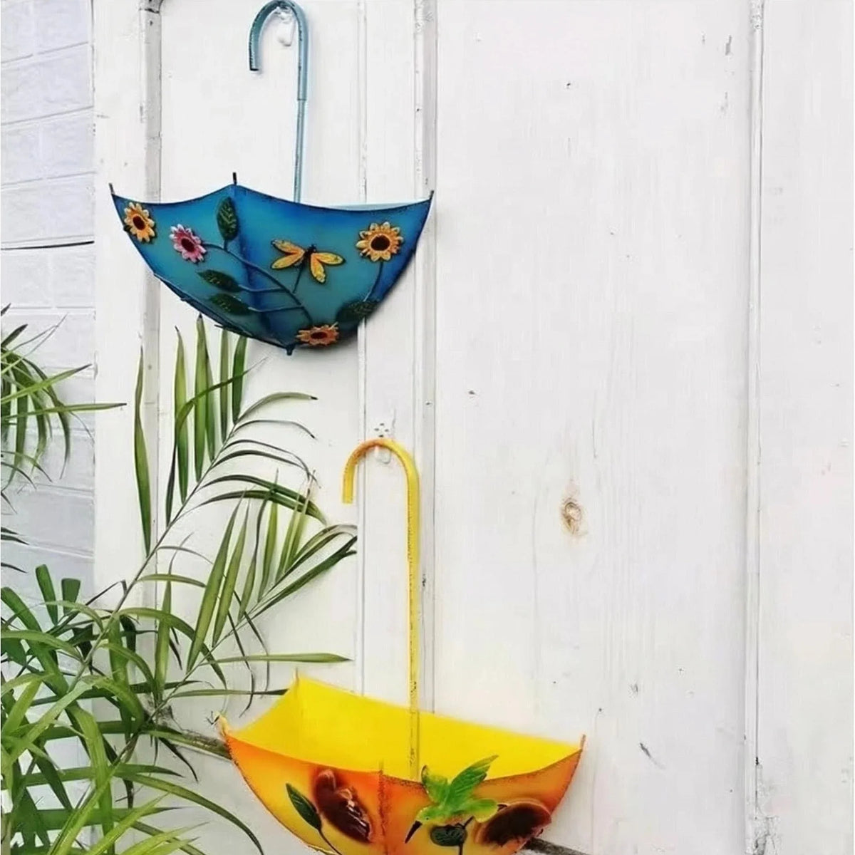 Indoor Outdoor Metal Flower Basket Umbrella Wall Mounted Hanging Planter