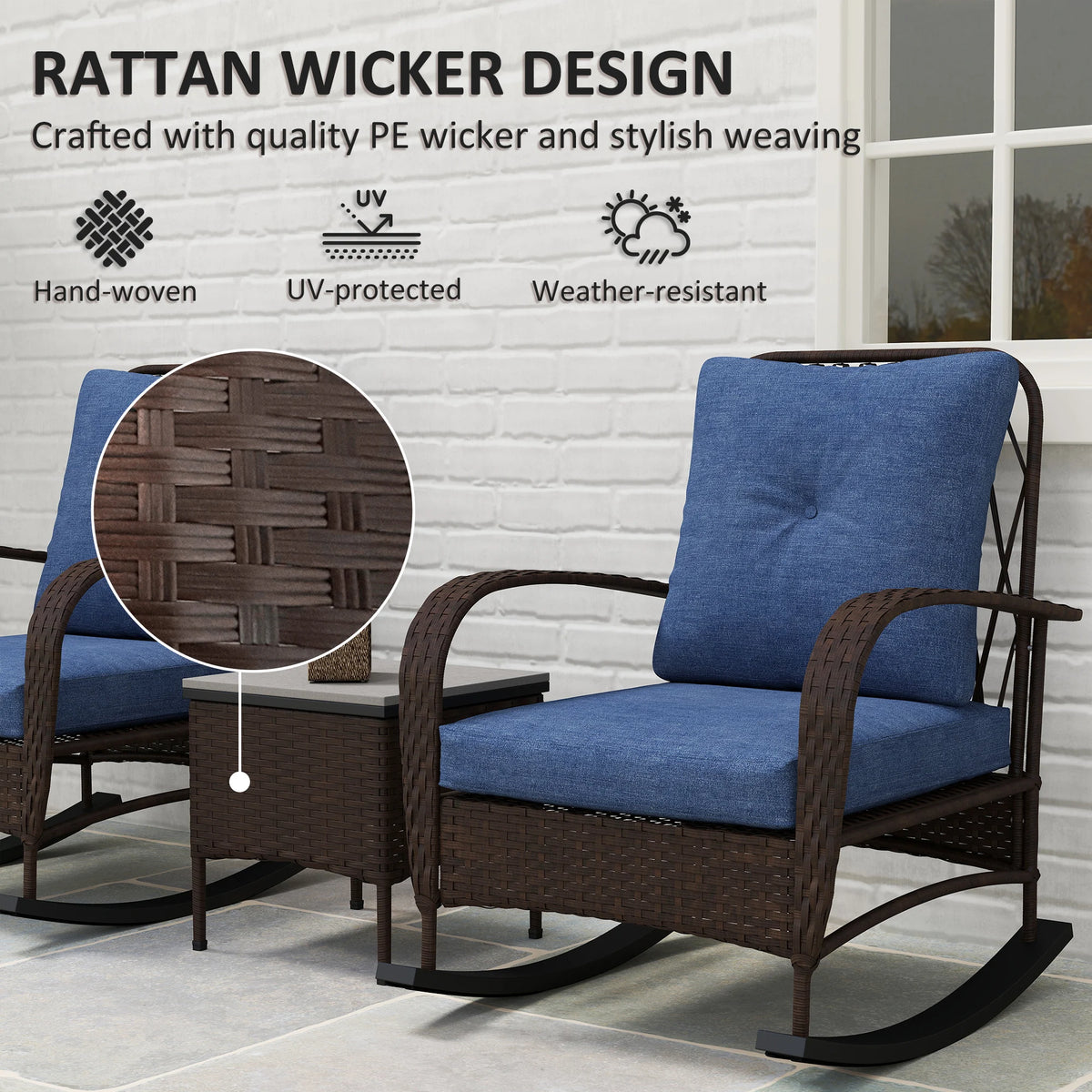 Outsunny Outdoor Patio Rocking Chairs Set With Coffee Table