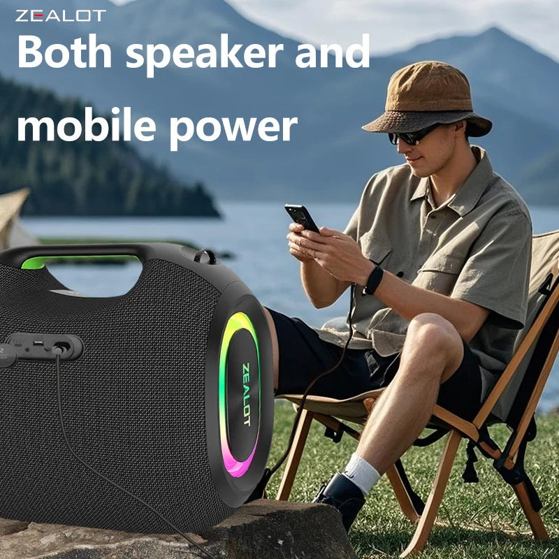Zealot 120W Wireless Bluetooth Speaker With Waterproof Portable Power Bank