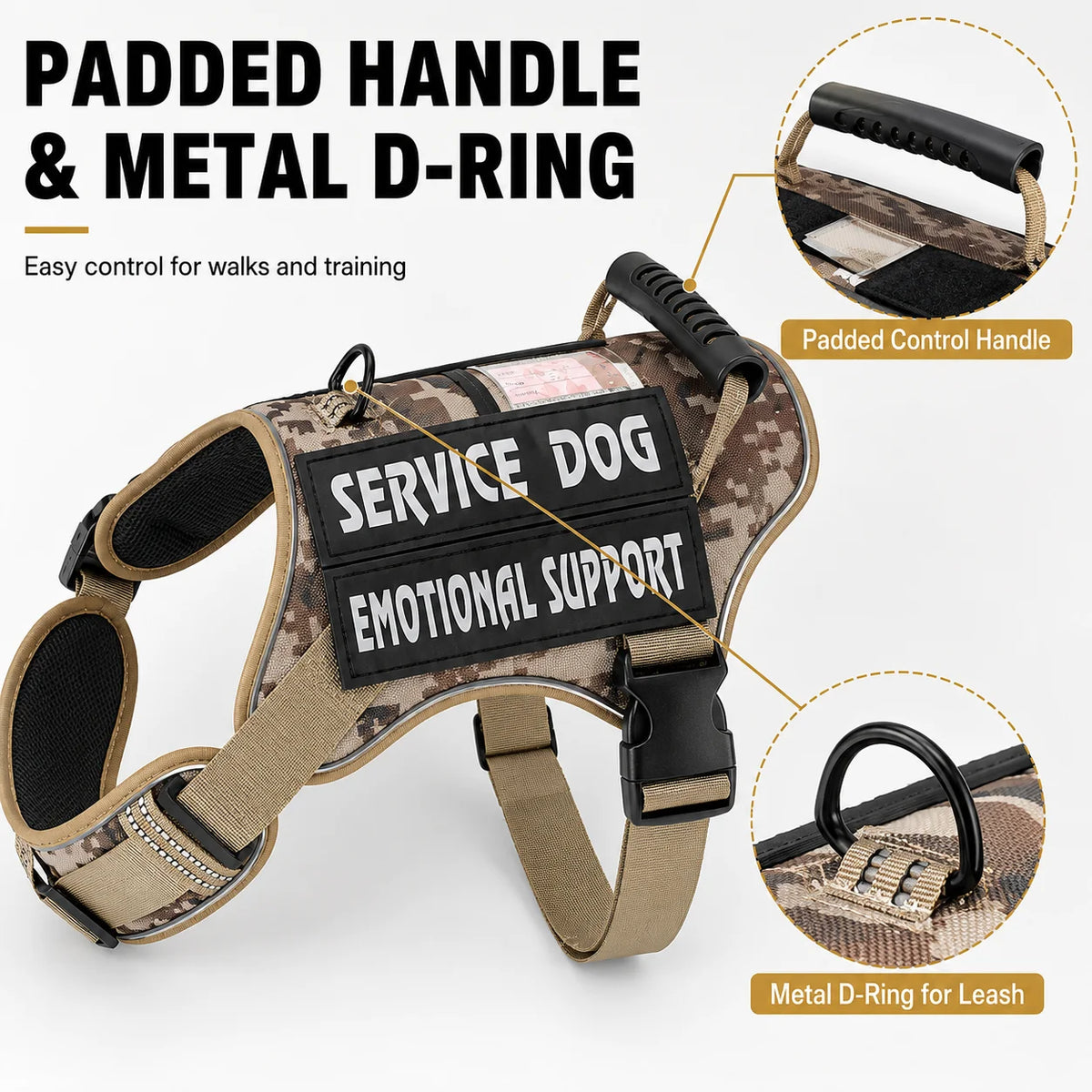 Adjustable Reflective Dog Harness Vest With Handle For Training