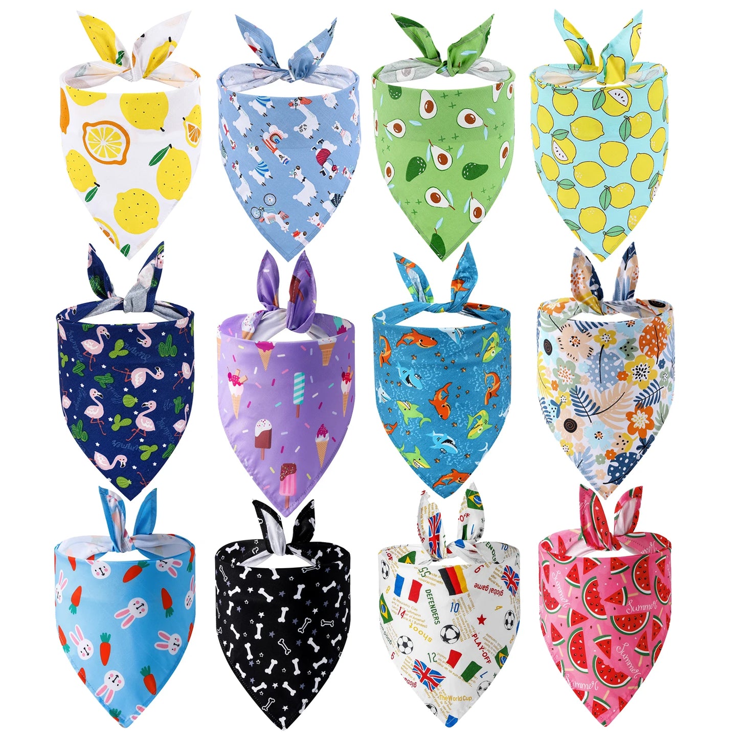 Adjustable Soft Washable Dog Bandana With Fruit Floral Design