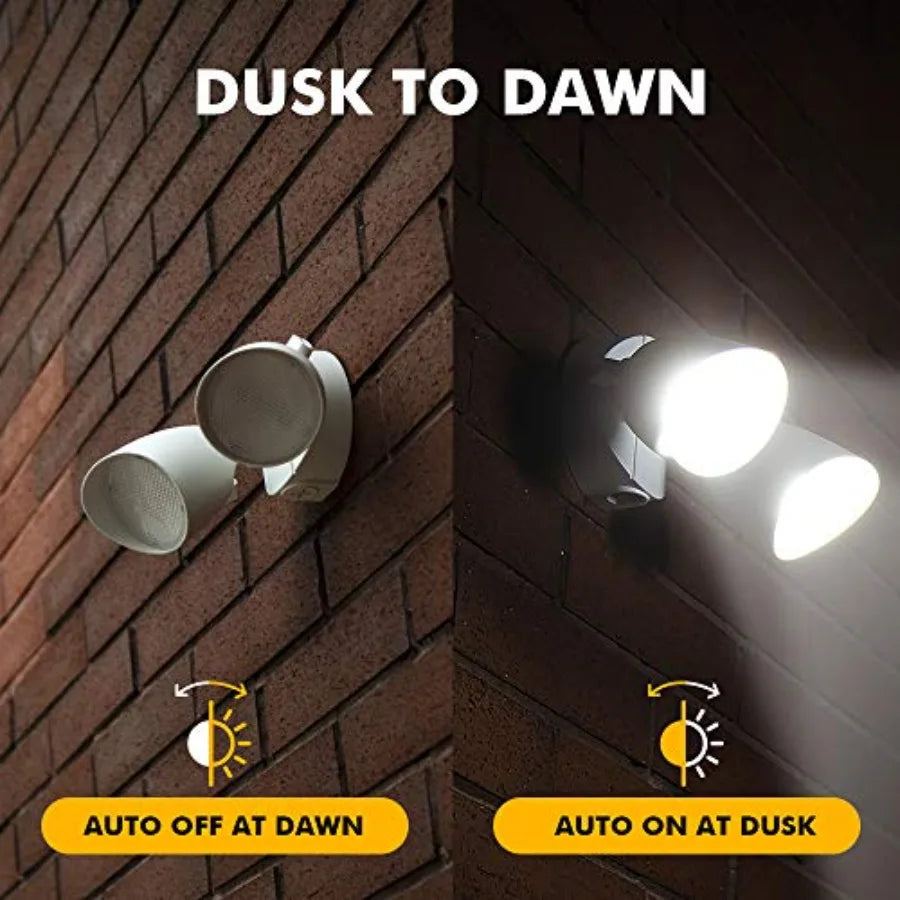Weatherproof Outdoor Dual Head Dusk To Dawn Flood Light