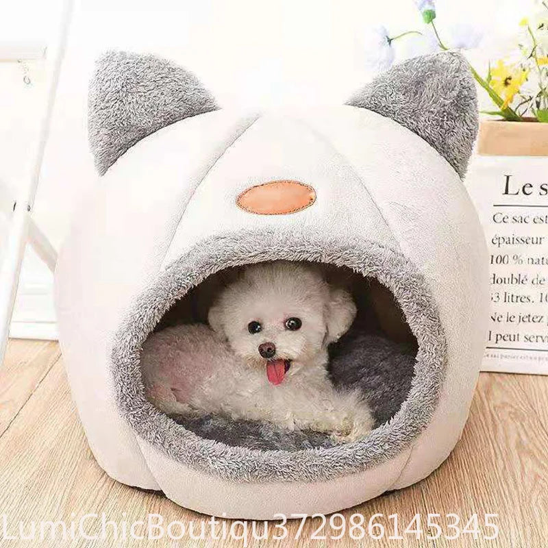 Premium Cotton Pet Cave Bed Breathable Indoor Cat Nest House