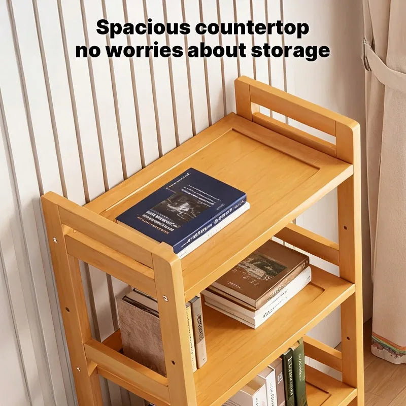 Four Tier Bamboo Organizer Rack With Space Saving Layered Design