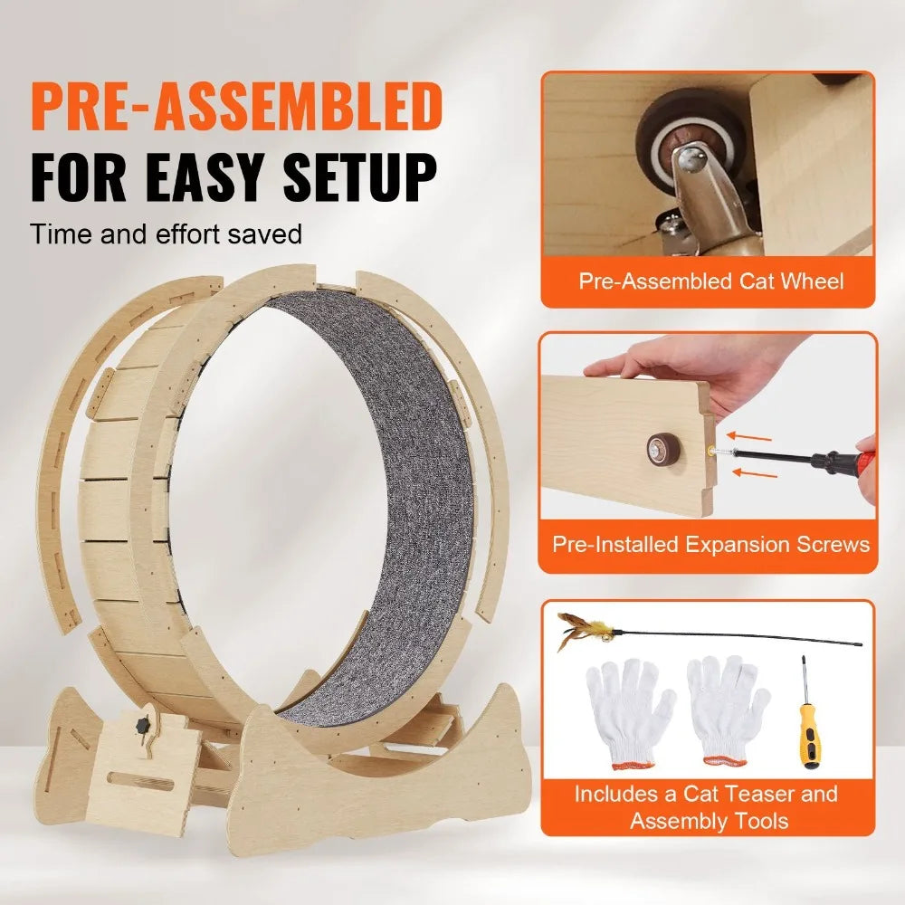 Silent Wooden Cat Exercise Wheel For Indoor Running Fitness