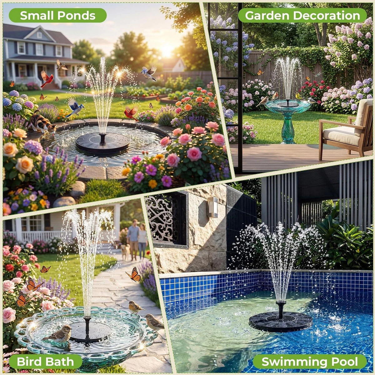Premium Floating Solar Fountain With Six Nozzles For Garden Pond Landscape