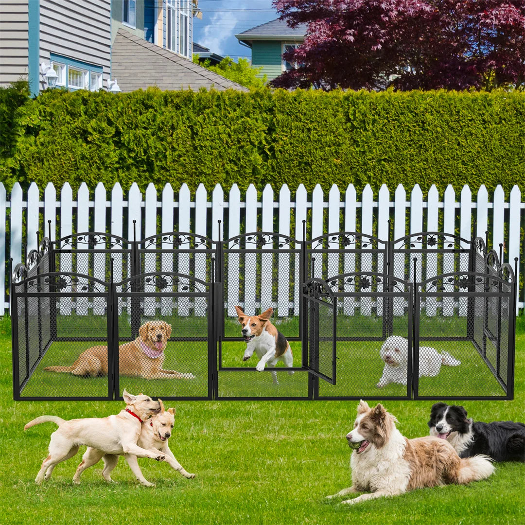 BINGOPAW Heavy Duty Dog Playpen Metal Fence Indoor Outdoor