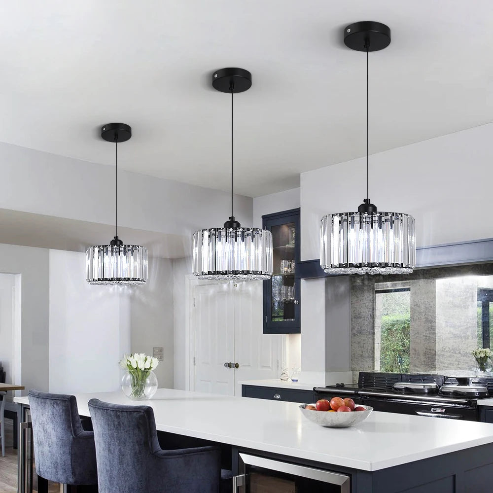 GreeLustr Modern Crystal Pendant Light Polished Chrome Nordic Ceiling Lamp
