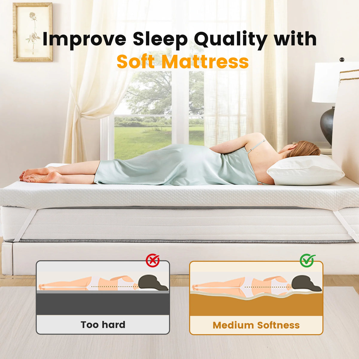 MCQ Memory Foam Mattress Topper With Removable Cooling Cover