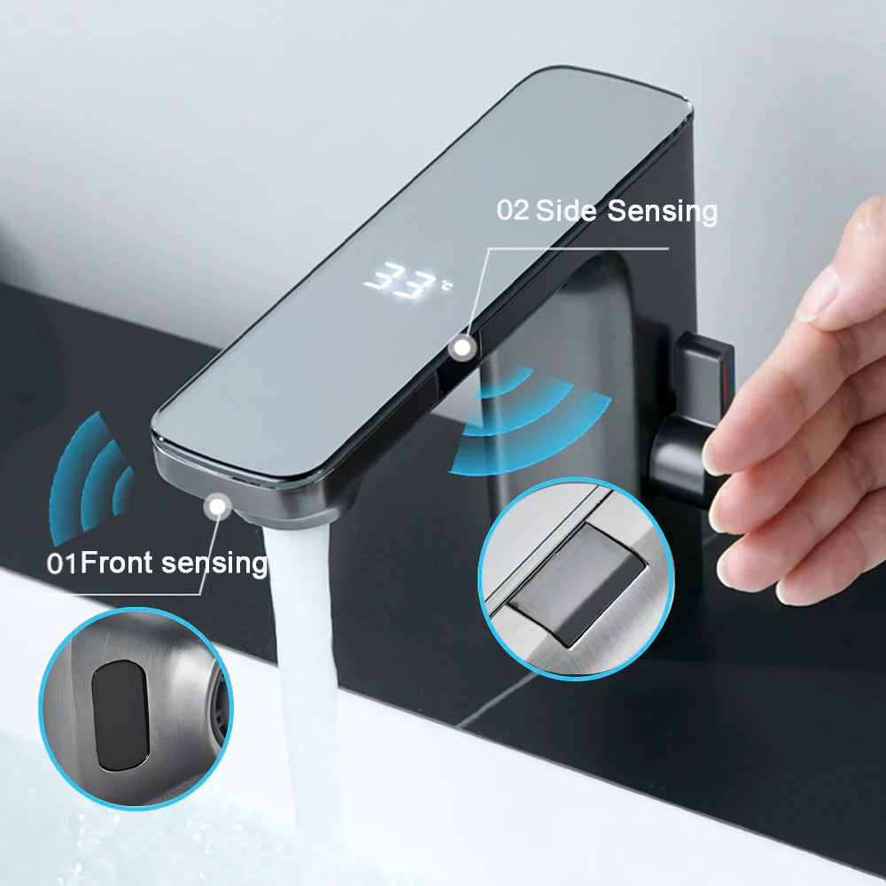 Saflihcar Smart Sensor Bathroom Basin Faucet Deck Mount Mixer