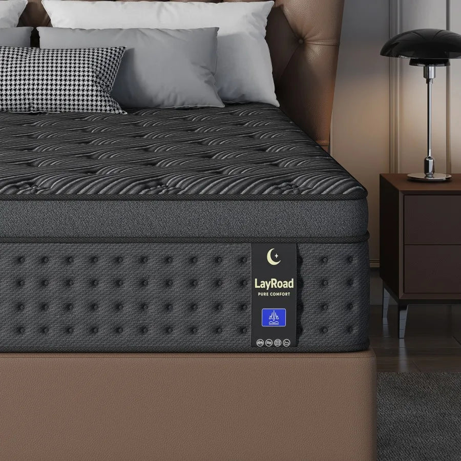 LAYROAD Memory Foam Hybrid Mattress With Pocket Springs, Medium Firm