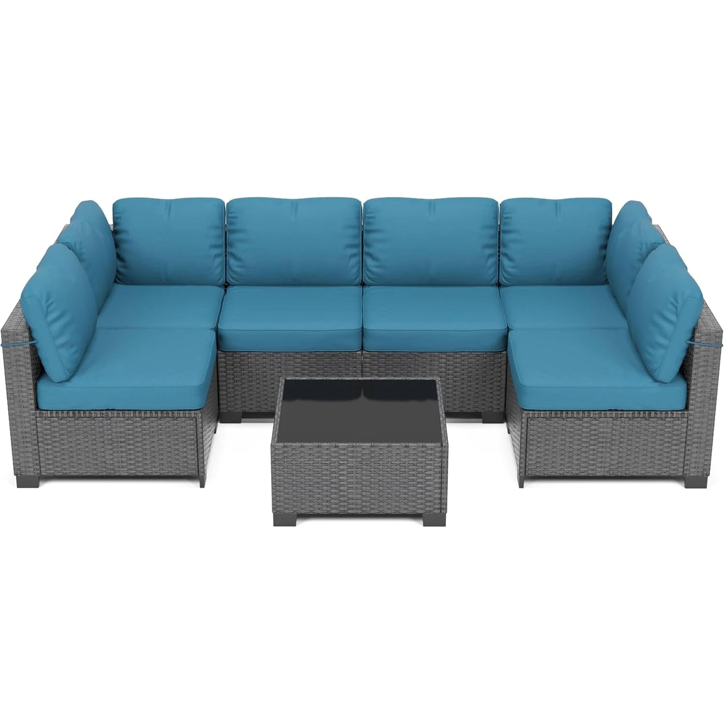 HobbyLane 7-Piece Modular Outdoor PE Rattan Sectional Sofa Set