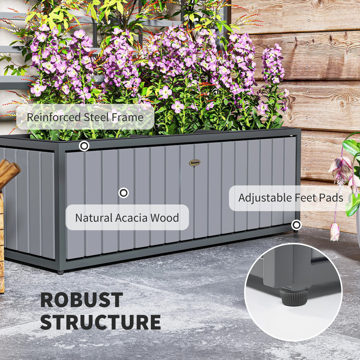 Outsunny Wooden Raised Garden Bed With Trellis And Removable Pots
