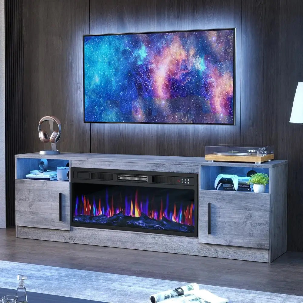 Ireplace Modern TV Stand With LED Lights And Remote Control