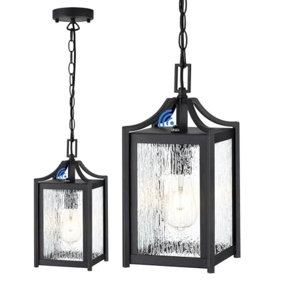 Contemporary Outdoor Porch Pendant Light With Dusk To Dawn Sensor