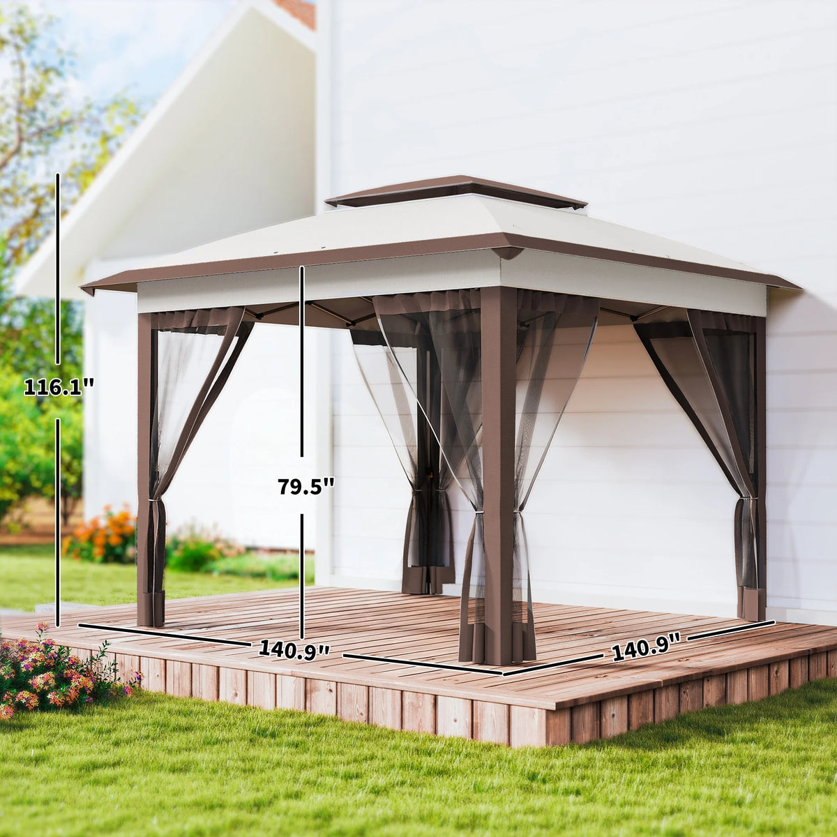 Outsunny Instant Pop Up Outdoor Gazebo With Side Mesh