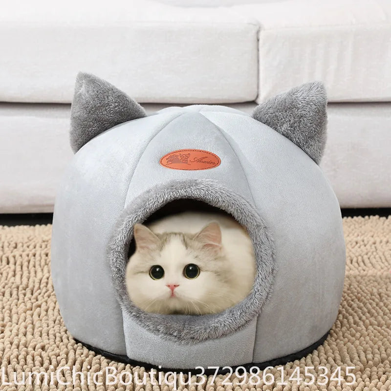 Premium Cotton Pet Cave Bed Breathable Indoor Cat Nest House