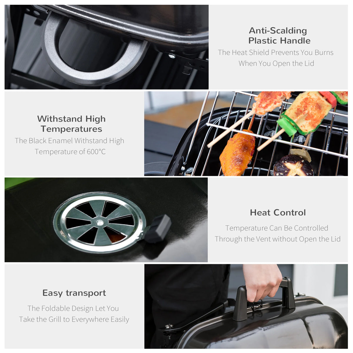 Outsunny Portable Charcoal Grill For Outdoor Camping And Picnic