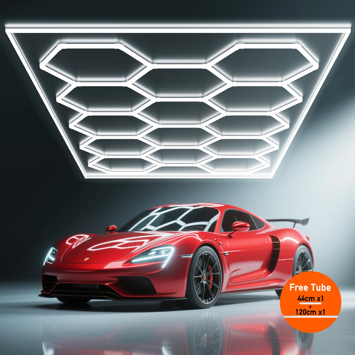 Hexagon LED Garage Light for Workshops, Auto Repair and Showrooms