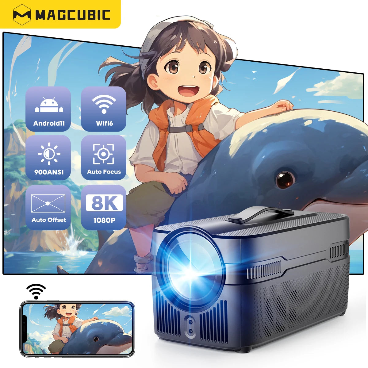 Magcubic Auto Focus Ultra Short Throw 1080P Home Projector