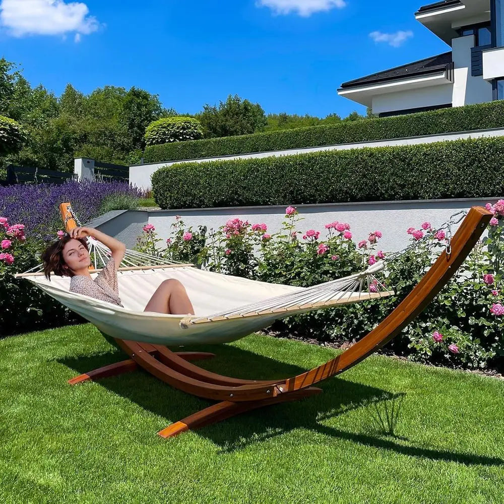 Premium Double Hammock With Stand For Patio And Garden Relaxation