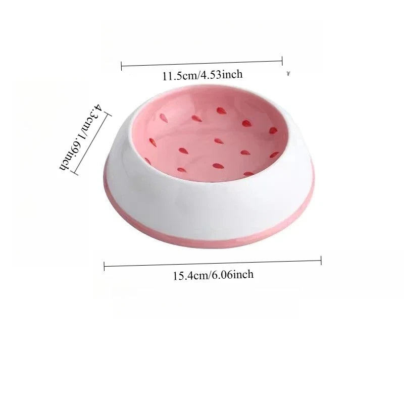 Ceramic Watermelon Shape Pet Bowl For Cats And Dogs