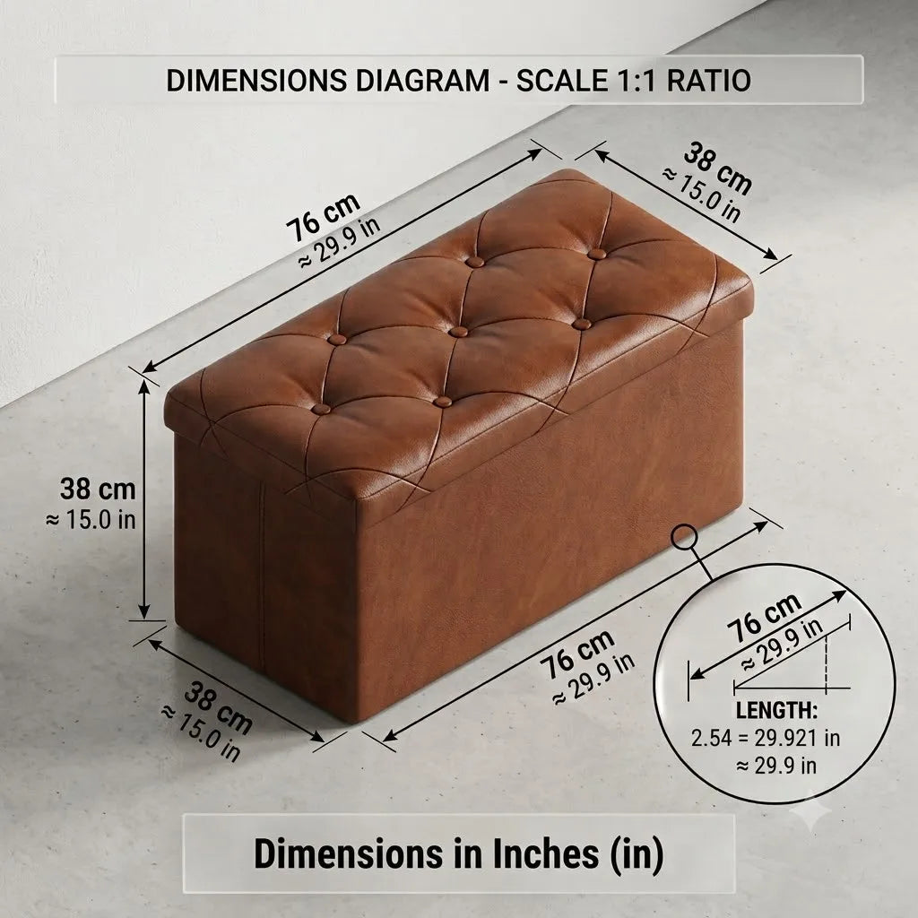 Tufted Leather Storage Ottoman Bench With Flip Top Hidden Compartment