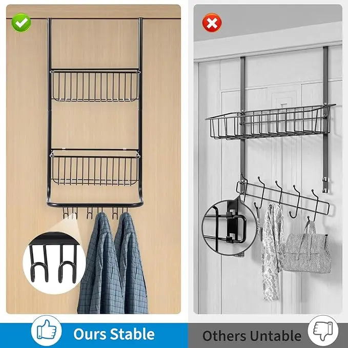 HiMISS Over The Door Metal Storage Rack With 6 Hooks