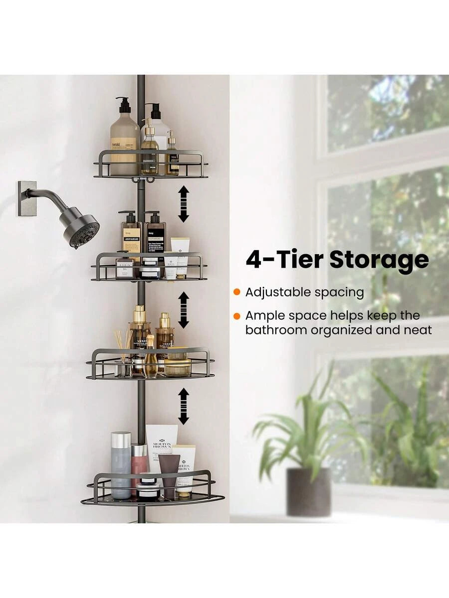 Four Tier Corner Shower Shelf Adjustable No Drill Bathroom Caddy