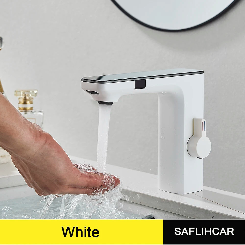 Saflihcar Smart Sensor Bathroom Basin Faucet Deck Mount Mixer