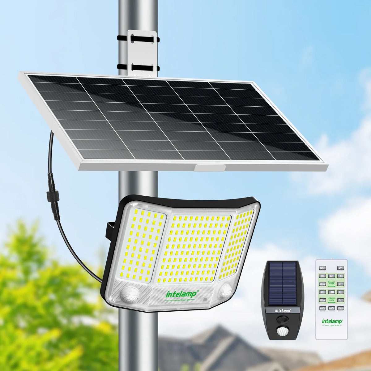 Intelamp Solar LED Flood Lights With Motion Sensor For Outdoor