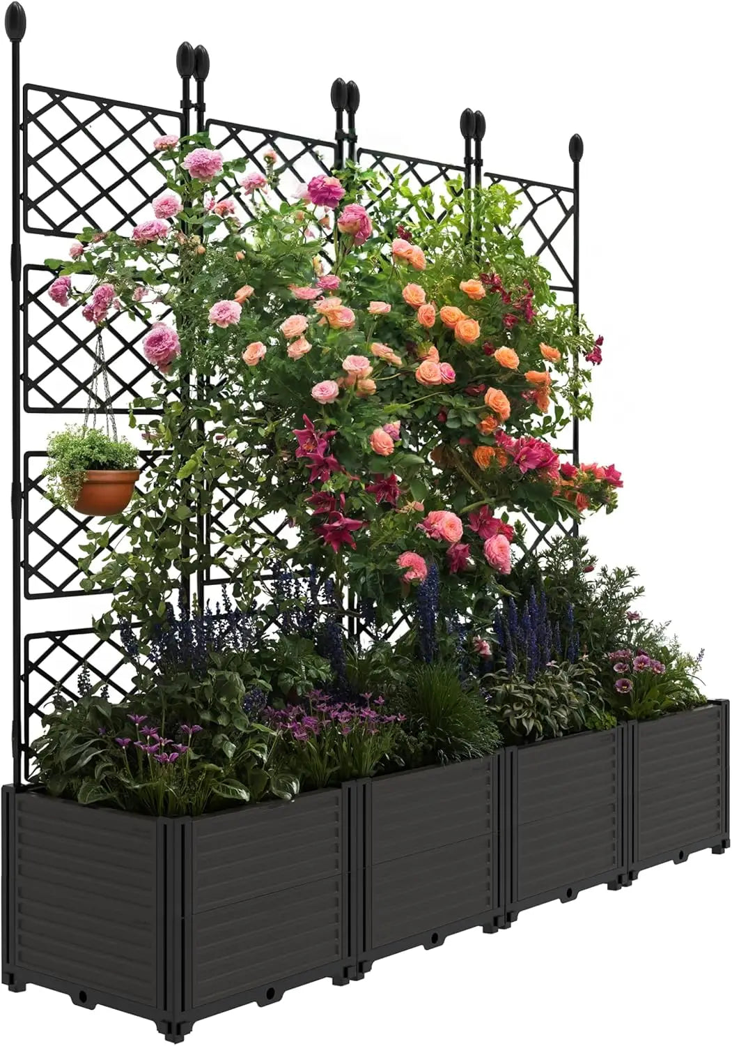 TWISTER CK Plastic Planter Box With Trellis And Drainage