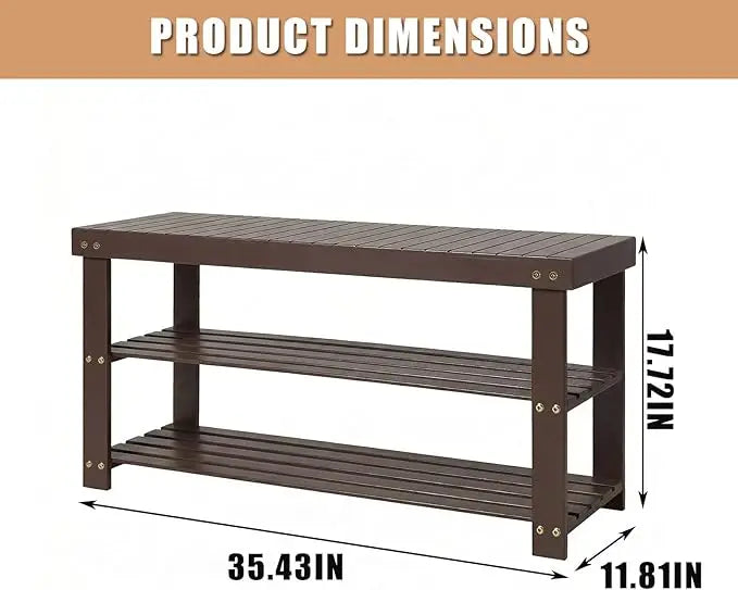 HiMISS Bamboo Shoe Rack Bench With Comfortable Entryway Storage Seat