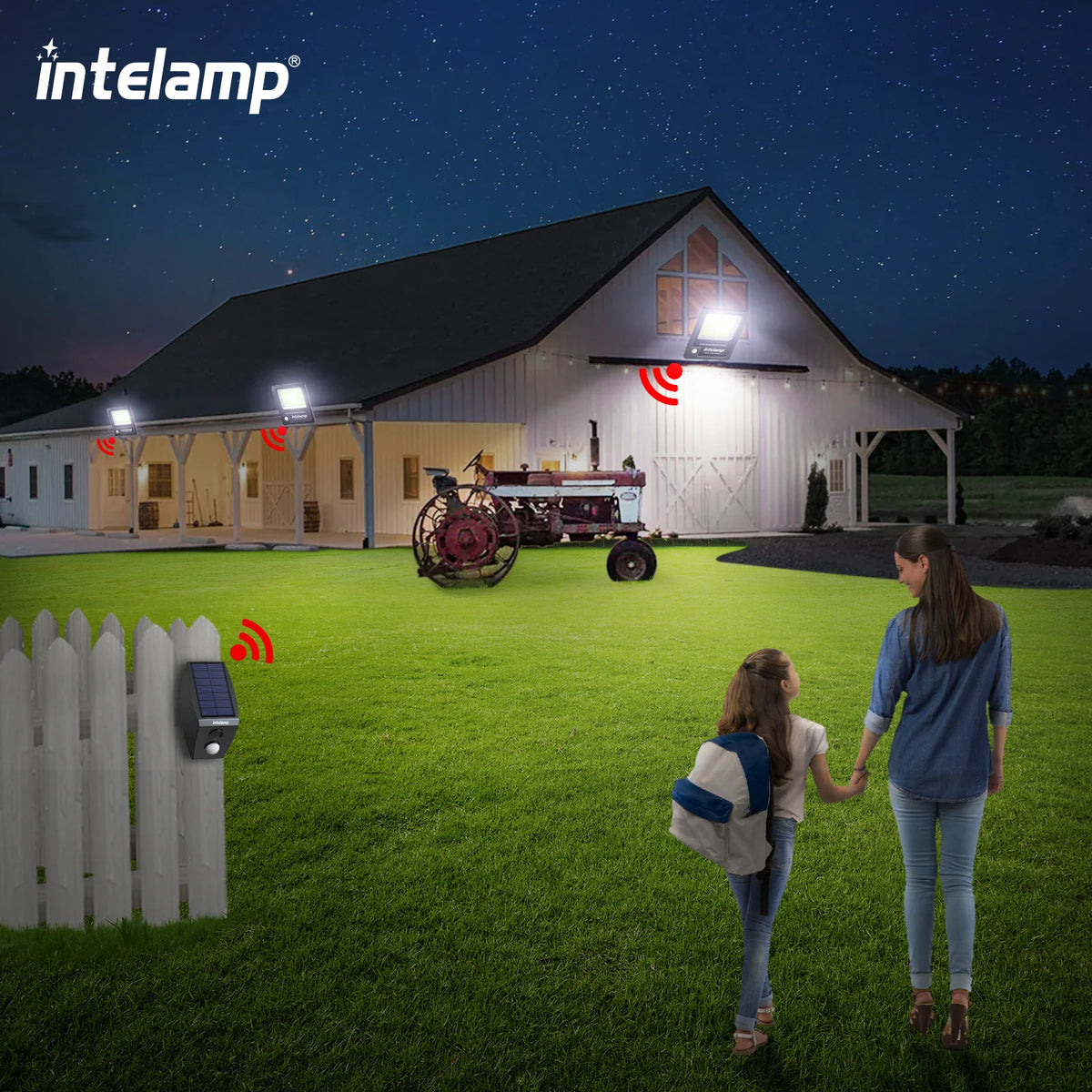 Intelamp Solar LED Flood Lights With Motion Sensor For Outdoor