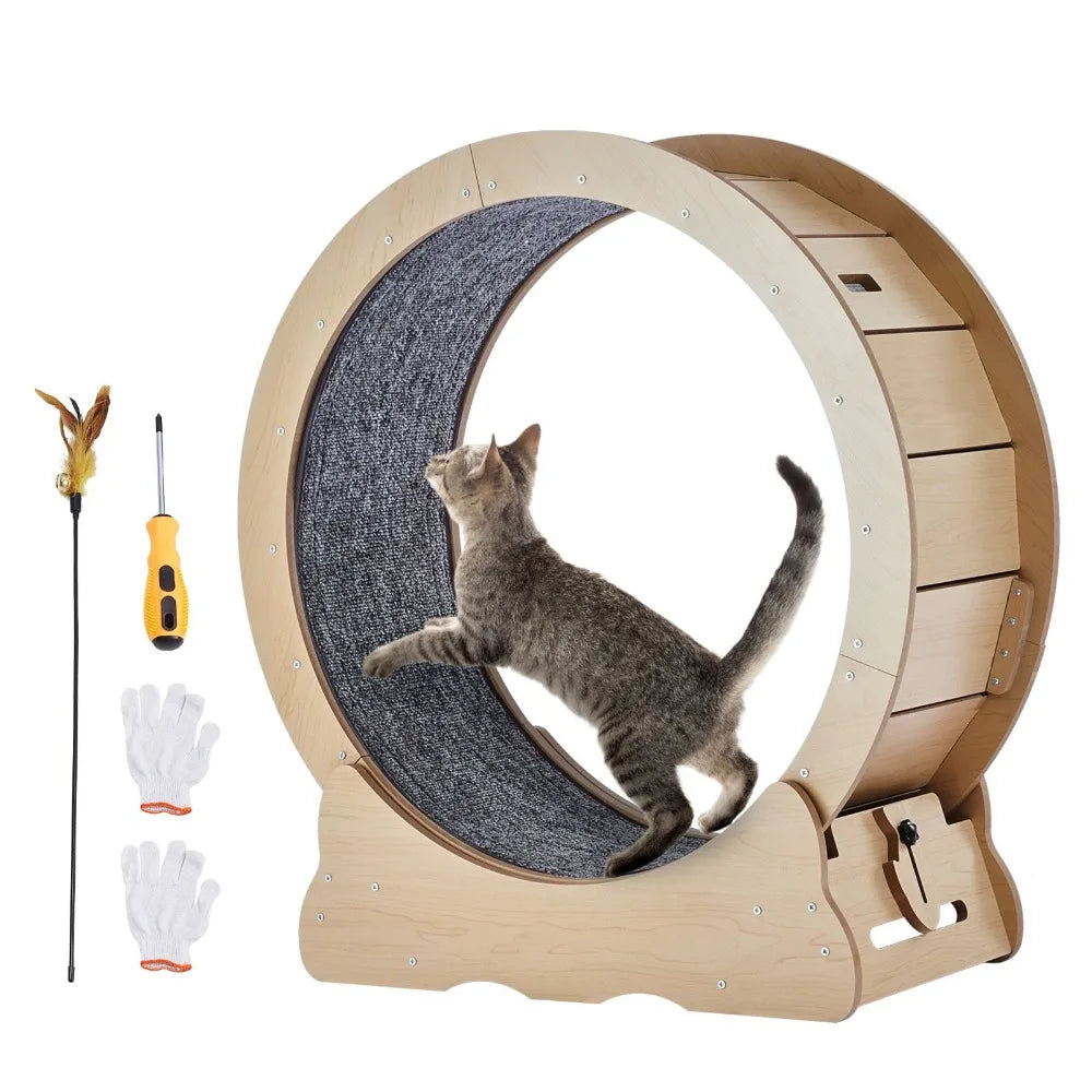 Silent Wooden Cat Exercise Wheel For Indoor Running Fitness